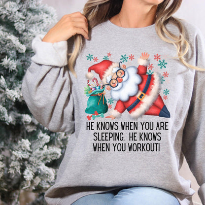 Santa Exercise Workout Sweatshirt for Women - Funny Christmas Gym Sweater - Basically Beachy