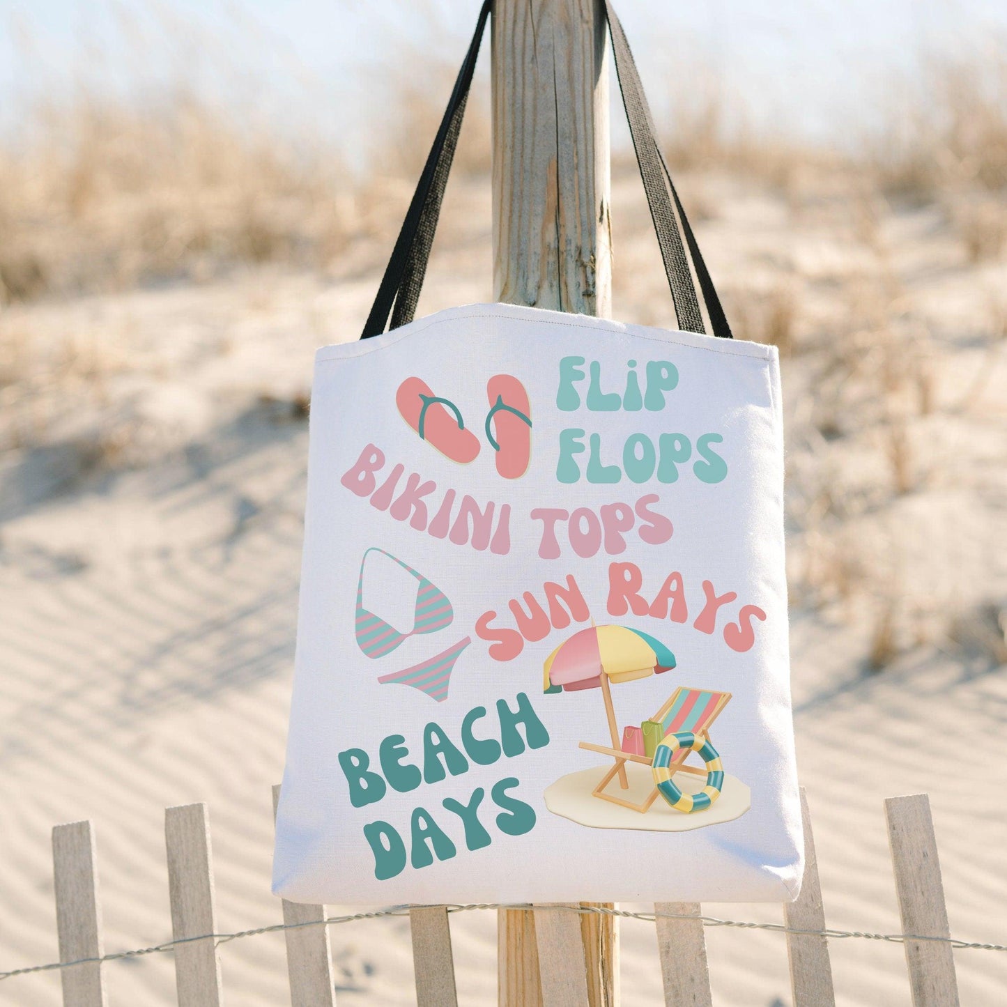 Summer Words, Beach Themed Tote Bag - Basically Beachy
