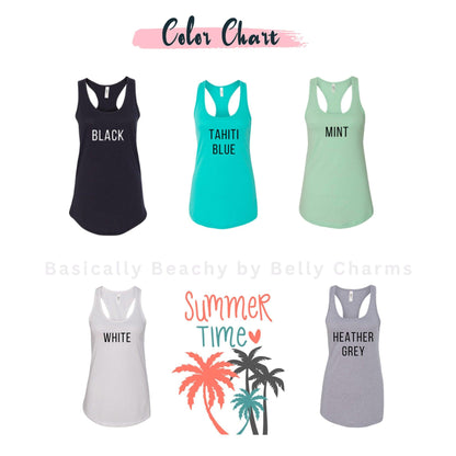 Women's Summer Tank Top, Summer Time Palm Tree - Basically Beachy