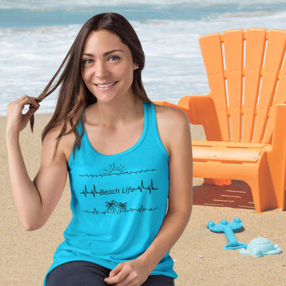 Sunshine Beach Life Palm Trees Racerback Workout Tank Top - Basically Beachy