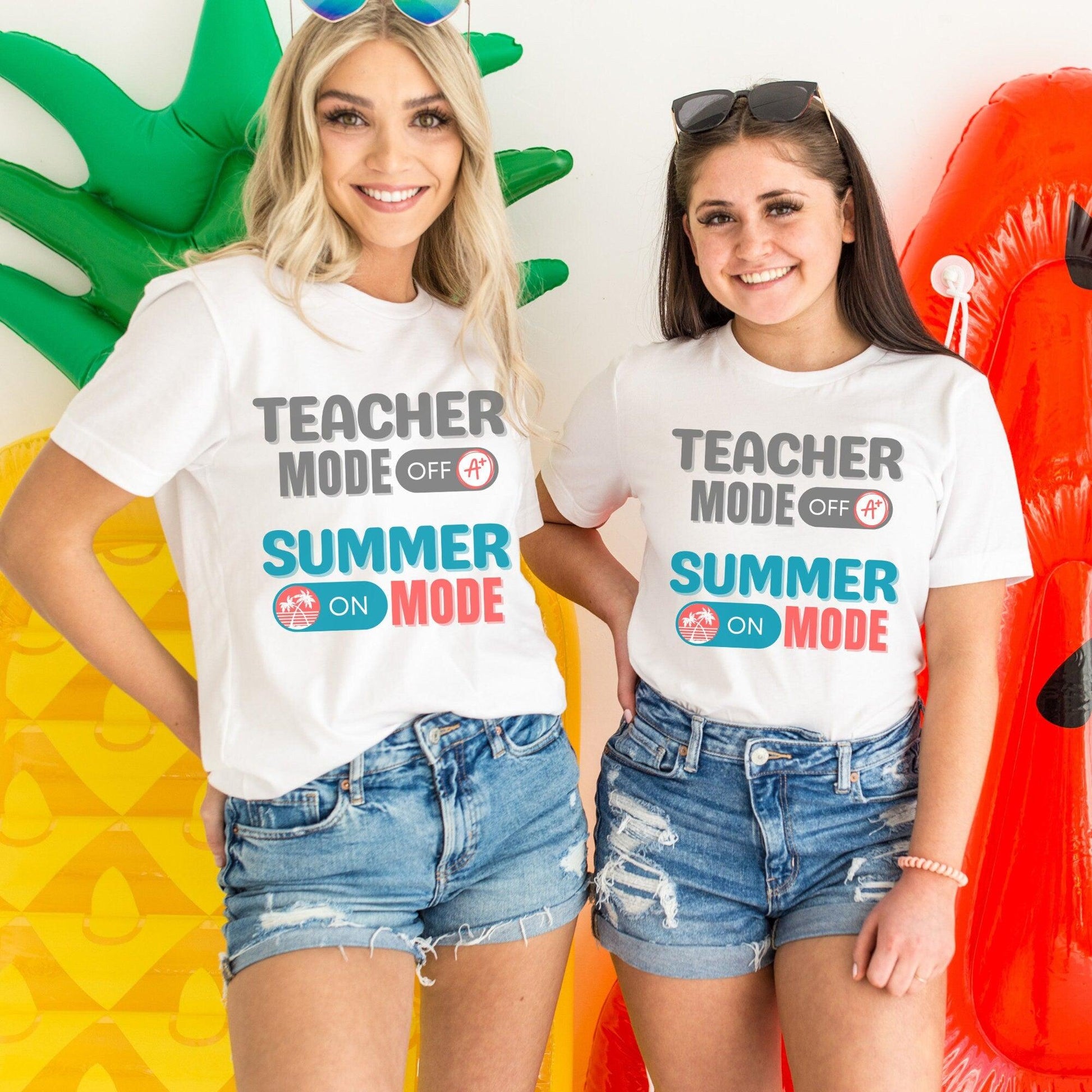 Teacher Summer Break T-shirt, Teacher Mode OFF Summer Mode ON T-shirt - Basically Beachy