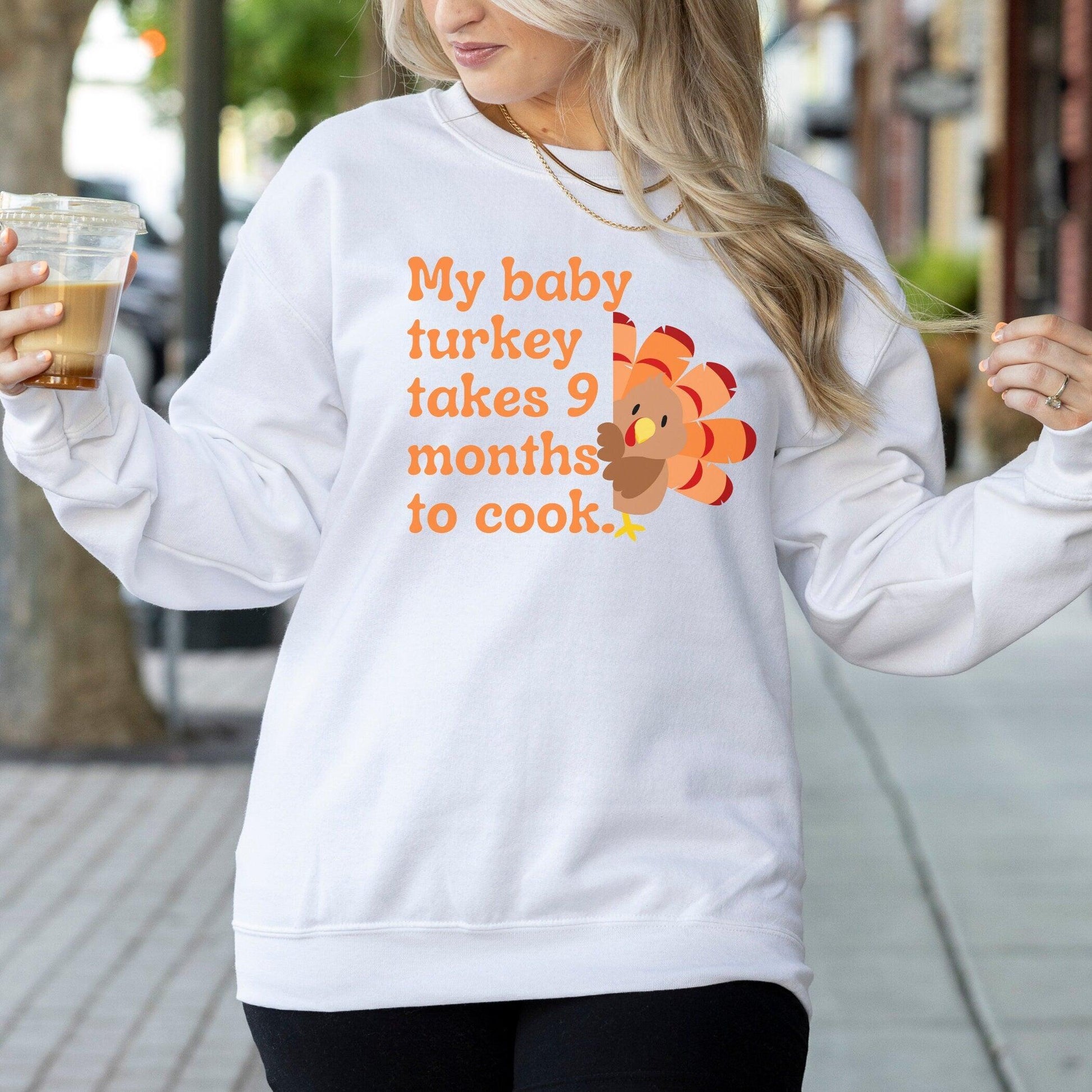 Thanksgiving Fall, Funny Pregnancy Announcement Sweatshirt - Basically Beachy