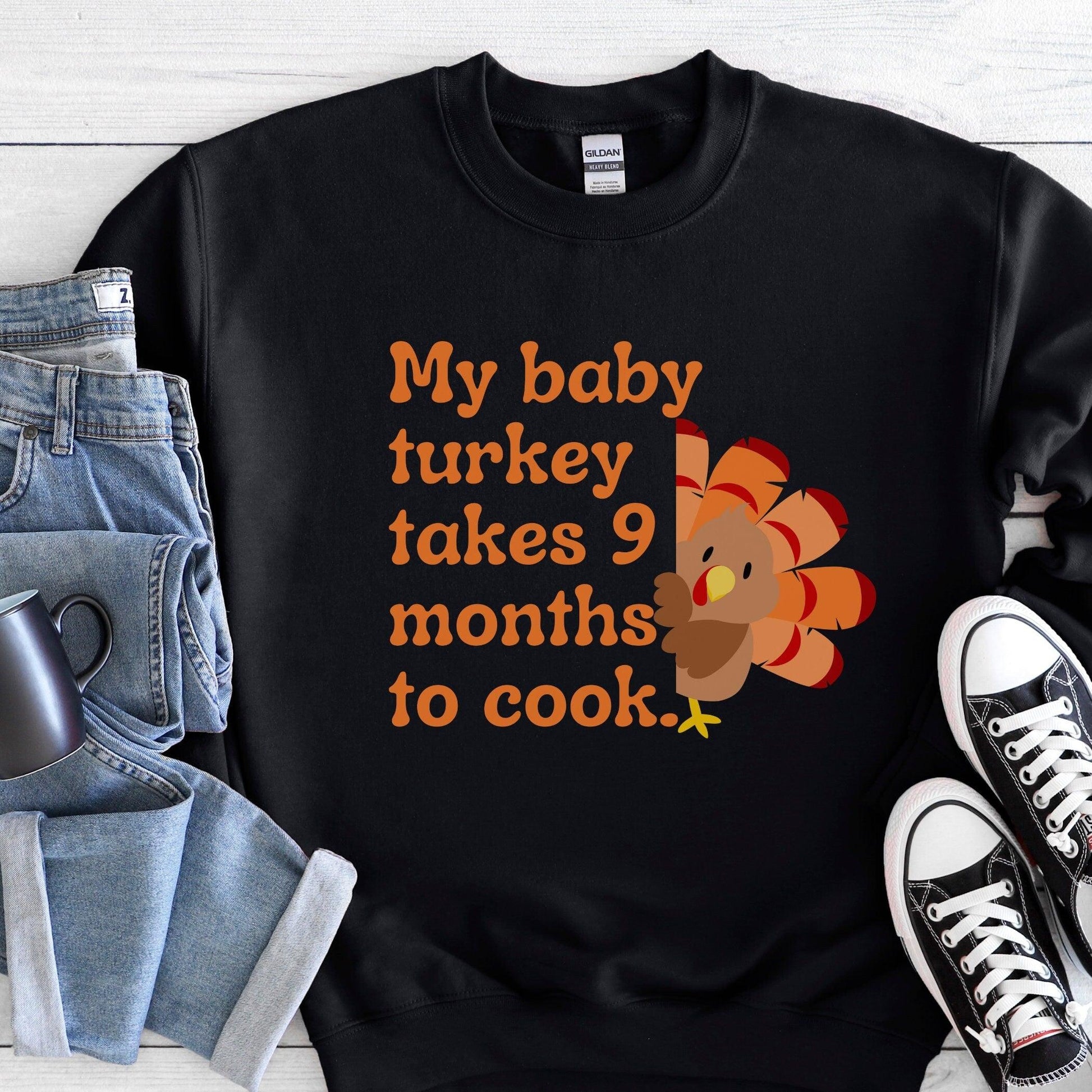 Thanksgiving Fall, Funny Pregnancy Announcement Sweatshirt - Basically Beachy