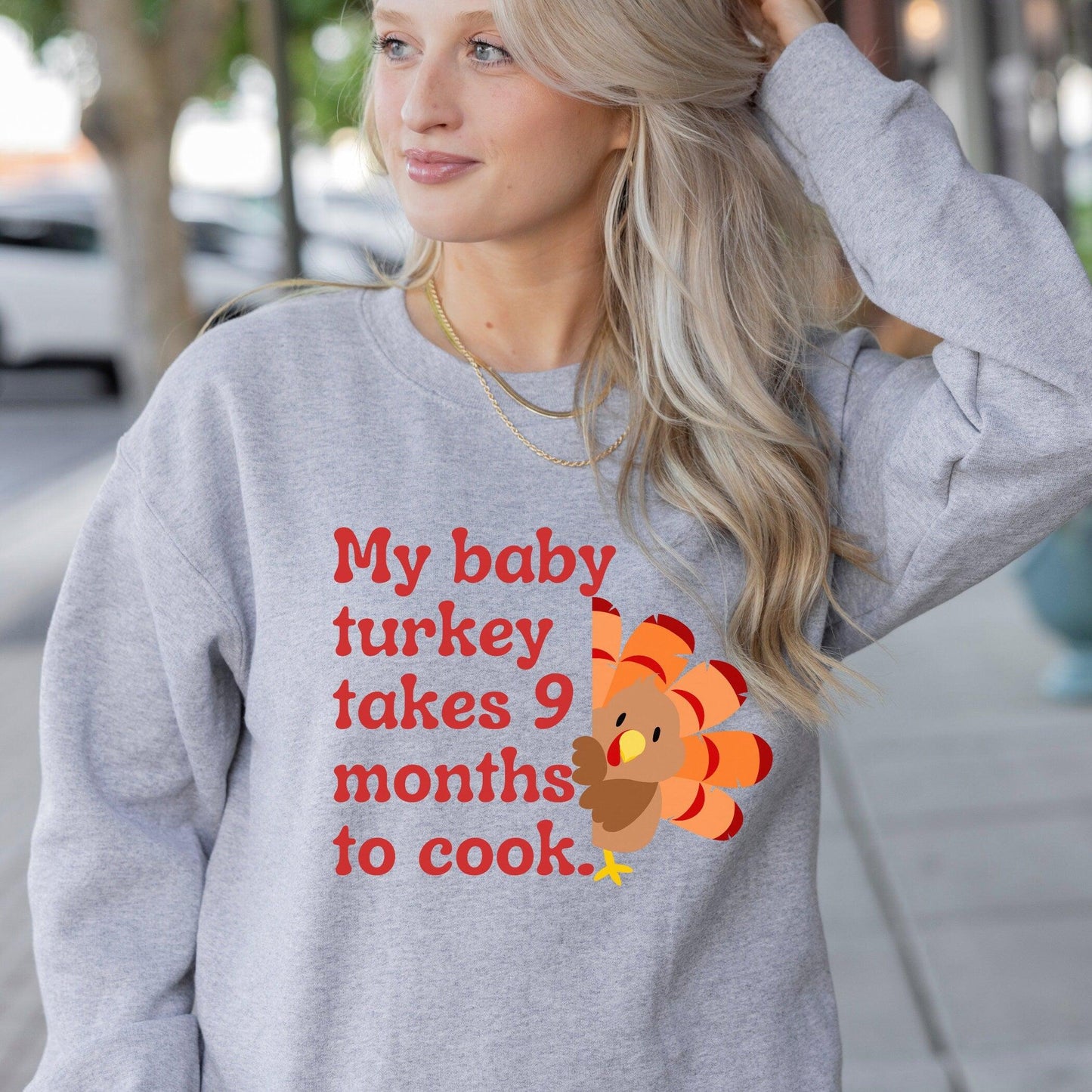 Thanksgiving Fall, Funny Pregnancy Announcement Sweatshirt - Basically Beachy