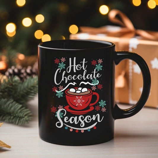 Winter Hot Chocolate Mug - 11oz Ceramic Cup with Snowflake Design - Basically Beachy