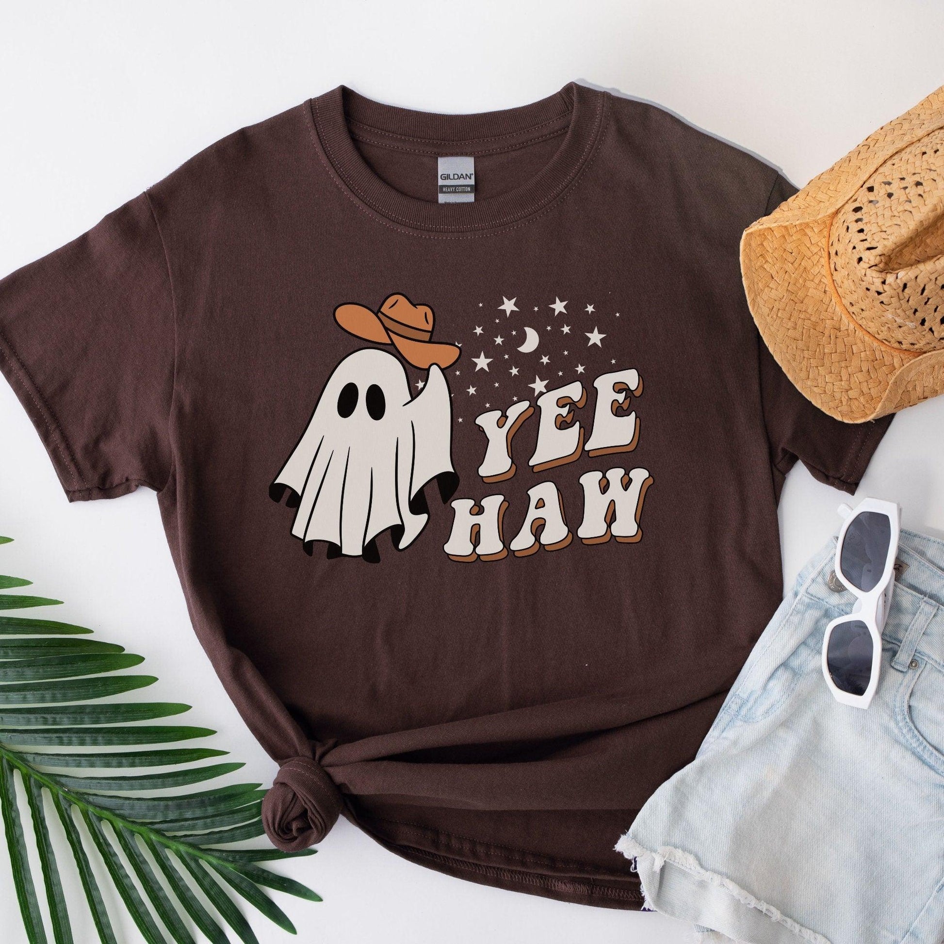 YeeHaw Halloween T-shirt - Country Western Ghost Tee - Basically Beachy